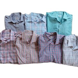 Peter Millar Long Sleeve Dress Shirt Lot of 7pcs Cotton Crown Plaid Gingham XL